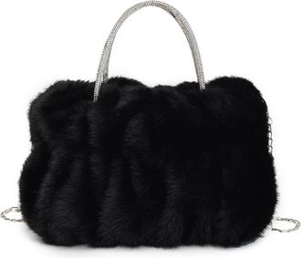 Generic Womens Plush Bags Plush Bag Women Cloud Shaped Velvet Handbag Exquisite Soft Sparking Chain Crossbody Design Tote Bags(Black)