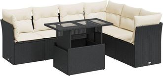 vidaXL Set De Sof&aacute;s De Jard&iacute;n 7 Pzas Con Cojines Rat&aacute;n Sint&eacute;tico Negro Vidaxl