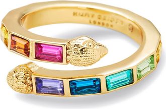 Kurt Geiger Baguette Crystal Bypass Band Ring in Gold/Multi at Nordstrom, Size 8