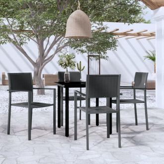vidaXL Conjunto De Comedor De Jard&iacute;n 5 Pcs Negro Rat&aacute;n Sint&eacute;tico Vidaxl