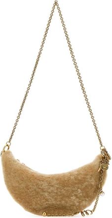 Chlo&eacute; Beige Shearling Mini Halfmoon Shoulder Bag