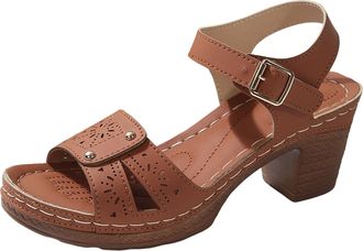 Generic Summer Shoes for Women UK Ladies Open Toe Orthopedic Wedge Sandals Wide Fit Comfort Cushioned Chunky Block Heels Slingback Sandals Footwear Fashion We