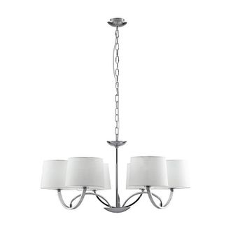 Fan Europe Fan Europe - Lampadario astoria in metallo cromato con sei paralumi in tessuto