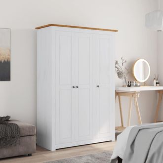 Berkfield Home 3-Door Wardrobe White 118x50x171.5 cm Pine Panama Range