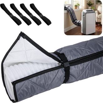 No Brand Funda Con Cremallera Para Manguera De Aire Acondicionado - Aislamiento Con 4 Correas Reforzadas Con Hebilla - Para Mangueras De Escape De 5 A 5,9 Pulg
