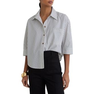 Reiss Saoirse Stripe Button-Up Shirt in Ivory/Blue at Nordstrom, Size 12 Us