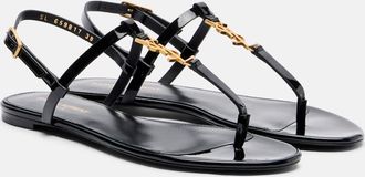 Saint Laurent Cassandre patent leather thong sandals