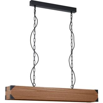 Eglo Eglo - Lampadario a Sospensione Vintage Harborough Acciaio Nero Legno 4 Luci E27