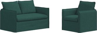 vidaXL Juego De Sof&aacute; 2 Uds. Verde Oscuro Tela Vidaxl