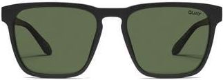 Quay Unplugged 56mm Polarized Square Sunglasses in Matte Black /Green Polarized at Nordstrom Rack