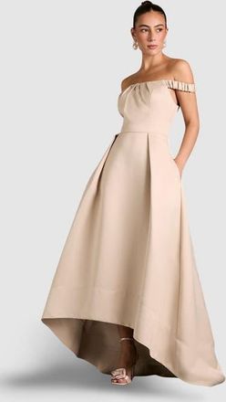 Coast Bardot Fit & Flare Hi-Low Maxi Dress in Champagne at Nordstrom, Size 12