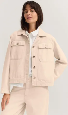 Bugatti Jeansjacke BUGATTI Loose Fit, Damen, Gr. 34, 50, beige, 100% Baumwolle, unifarben, loose fit, Jacken Jeansjacke, aus Baumwolle mit Hemdkragen