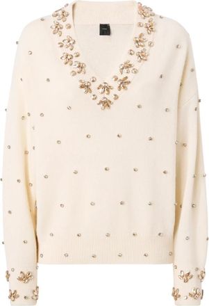 Pinko T-Shirts - Dames - V-hals truien - Wit - S - Truien & Vesten