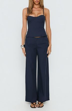 Princess Polly Kierstyn Cotton Camisole & Pants Set in Navy at Nordstrom, Size 12
