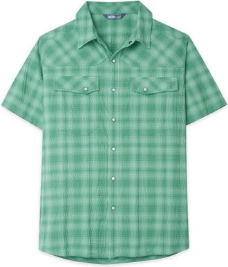 Stio | Mens Eddy Coast Shirt Short Sleeve, Size Extra Large in Forage Plaid
