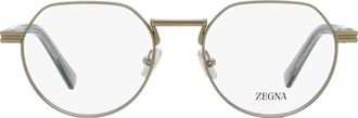 Ermenegildo Zegna EZ5286 Rounded Geometric Metal-Acetate Eyeglasses - Gray