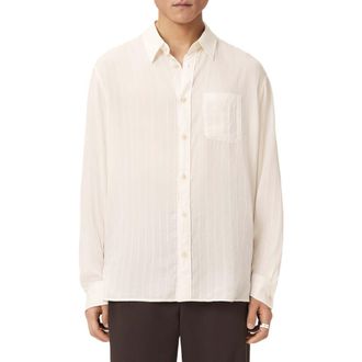 AllSaints Carlyle Oversize Button-Up Shirt in Ivory White at Nordstrom, Size Xx-Large