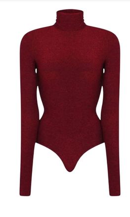 Alexandre Vauthier Burgundy Turtleneck Bodysuit Size XS