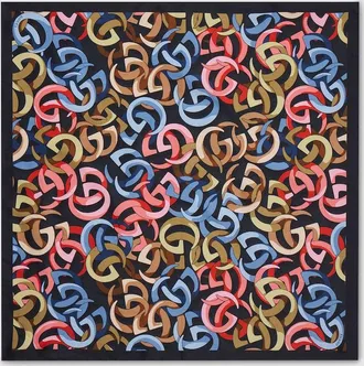 Gucci Printed Silk Pocket Square, Blue, Cotton