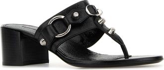 Balenciaga Womens Black Leather City Thong Mules - Size EU 37