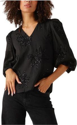 Nukus Delilah Blouse Embroidery - Dames - Blouses - Zwart - S - Overhemden