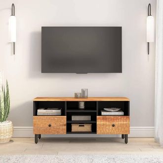 Berkfield Home TV Cabinet 100x33x46 cm Solid Wood Acacia in Brown | Size: 100 x 33 x 46 cm