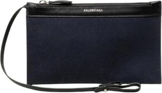 Balenciaga Pre-owned Canvas Pouch - Dames - Vintage Clutch - Blauw - ONE Size - Leer - Vintage
