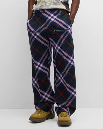 Burberry Mens Multi-Check Pants with Zippers