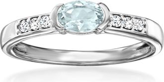 Ross-Simons Aquamarine and. White Zircon Ring in Sterling Silver