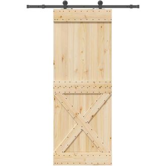 vidaXL Vidaxl - Puerta Corredera Con Herrajes Madera Maciza De Pino 85x210 Cm