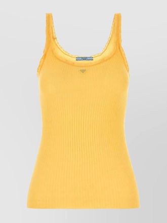 Prada fitted ribbed tank top with scoop neck