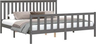 vidaXL Vidaxl - Bed Frame without Mattress Grey 200x200 cm Solid Wood Pine