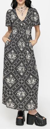 Disturbia Floaty Sleeve Maxi Dress in Black at Nordstrom, Size 14