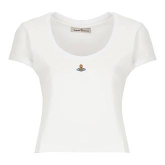 Vivienne Westwood Tops, Dames, Wit, S, Katoen, Orb Logo T-Shirt