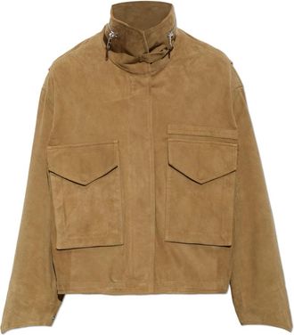 AllSaints Suede Jacket Clay - Dames - Leren en Su&egrave;de Jassen - Groen - M - Leer - Jassen
