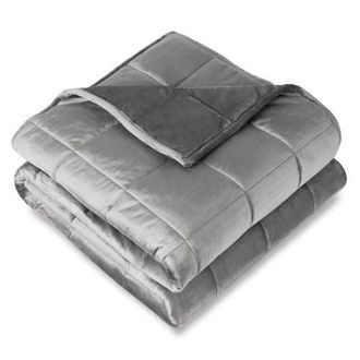 Bare Home Minky Fleece Weighted Blanket in Light Grey at Nordstrom, Size 20 Lb