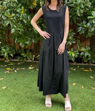 Astrid Long Sleeveless Dress In Black