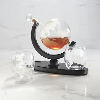 Frontgate Globe Decanter & Whiskey Glass Set - Frontgate