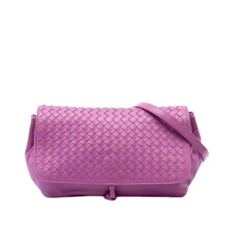 Bottega Veneta Pre-owned Woven Leather Crossbody Bag - Dames - Pre-owned - Roze - Maat: ONE Size Leer