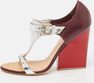 Giuseppe Zanotti Tricolor Leather Ankle Strap Block Heel Sandals