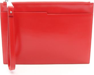 Bottega Veneta Red Color Leather Clutch Bag (Pre-Owned)