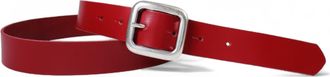 Fronhofer Genuine Leather Belt Square Silver Buckle 1.2 inches, Size:waist size 45.5 inch (115 cm), Color:Red