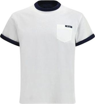 Prada T-Shirts, male, White, Size: L Cotton Crew Neck T-Shirt