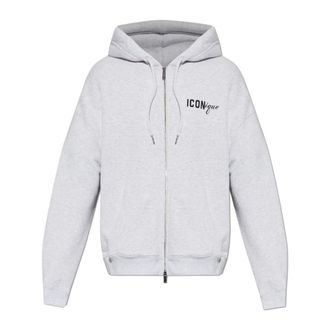 Dsquared2 Zip-throughs, male, Gray, Size: 3XL Logo Sweatshirt