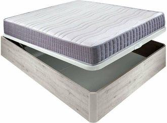 Colchones Aznar Colchón visco Line 19 cm firmeza alta suavidad y económico + Canapé abatible madera 3D transpirable altura 34 cm 150x200 cm - Nordico