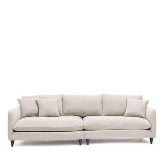 DRAWER Sof&aacute; de esquina izquierdo convertible de 5 plazas en tela - Natural