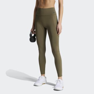 adidas Trainingstights ADIDAS PERFORMANCE OPT 1/1 L, Damen, Gr. XXL, N-Gr, olive strata, Obermaterial: 73% Polyester, 27% Elasthan, Hosen Trainingstights