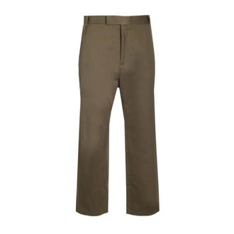 Thom Browne Relaxed Pleated Trousers - male - Thom Browne - Straight Trousers - Green - XL - Trousers
