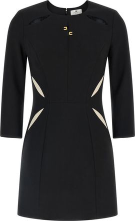 Elisabetta Franchi Black Crew Neck Mini Dress