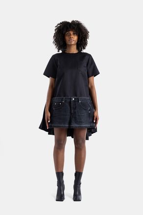 sacai Womens Hybrid Black Denim Dress